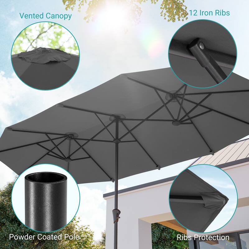 BONOSUKI 13 x 7.2Ft Double-Sided Patio Umbrella with Large Canopy Outdoor Table Umbrella for Garden and pool, Navy Blue