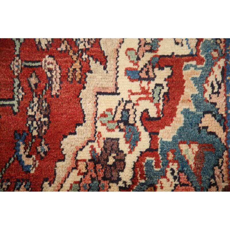 Hand Knotted Oriental 100% Wool Carpet Traditional Medallion Red Malayer Runner Rug - 10' 7'' X 3' 11''