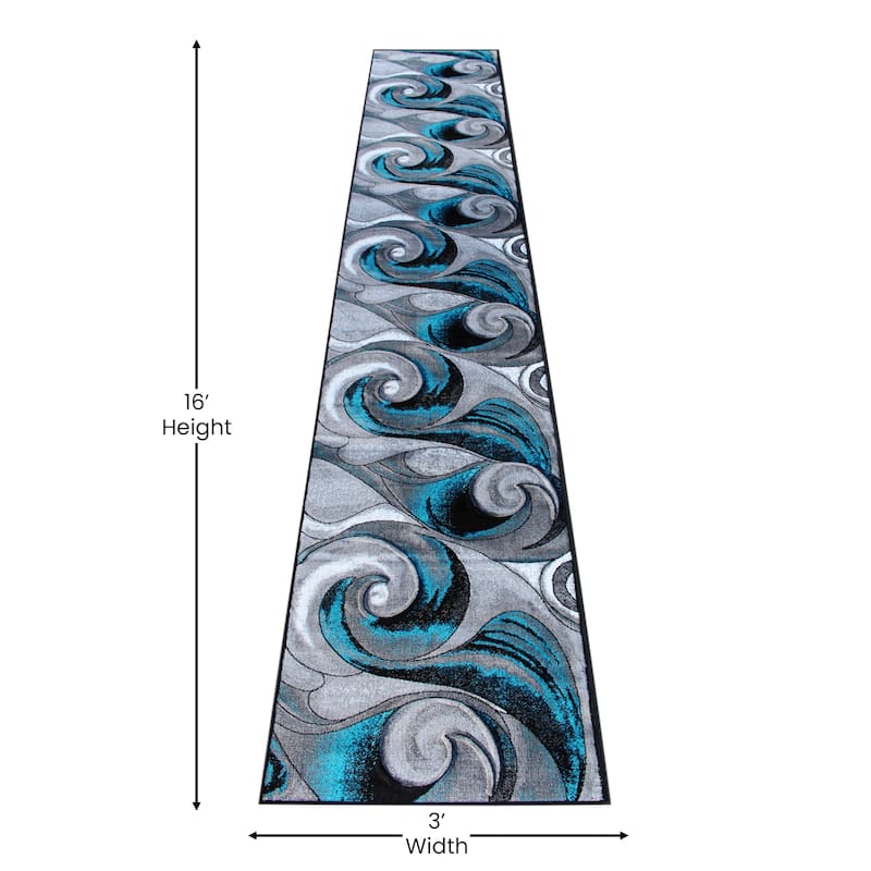 Modern Ocean Wave Design Olefin Indoor Area Rug