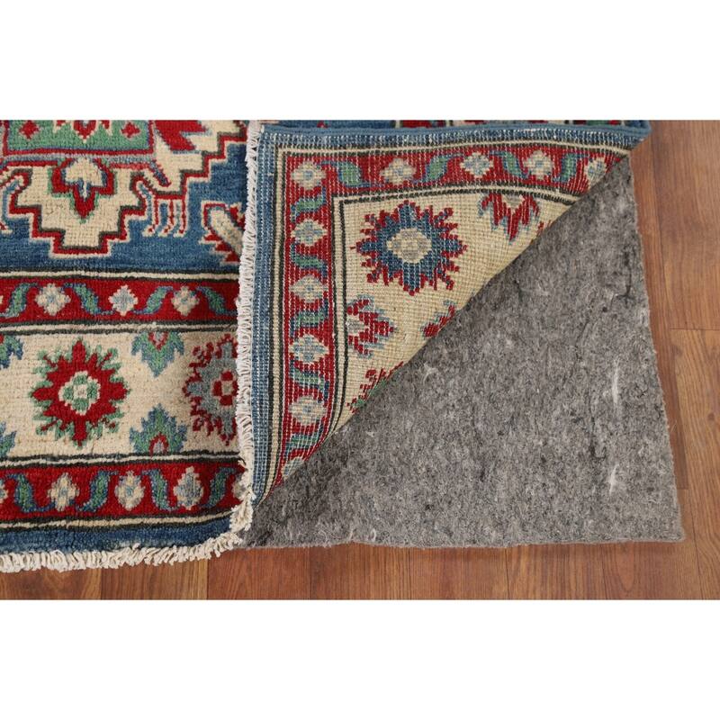 Blue Kazak Accent Rug Handmade Wool Carpet - 3'4" x 4'10"