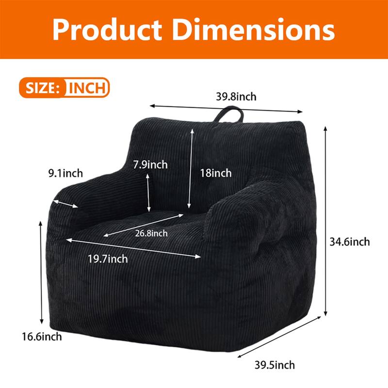 Corduroy Polyester Living Room Bean Bag Chair, Lazy Chair, Single Sofa
