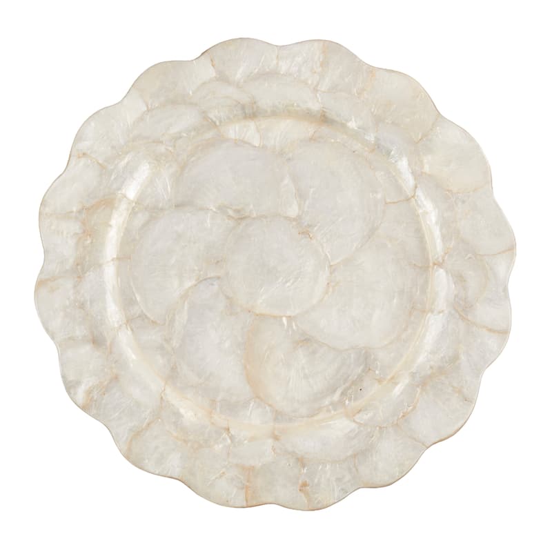 Capiz Shell Scalloped Charger Plates (Set of 4) - Decorative Table Chargers for Dining & Entertaining, 13" - Set of 4 - 13"x13" - Ivory