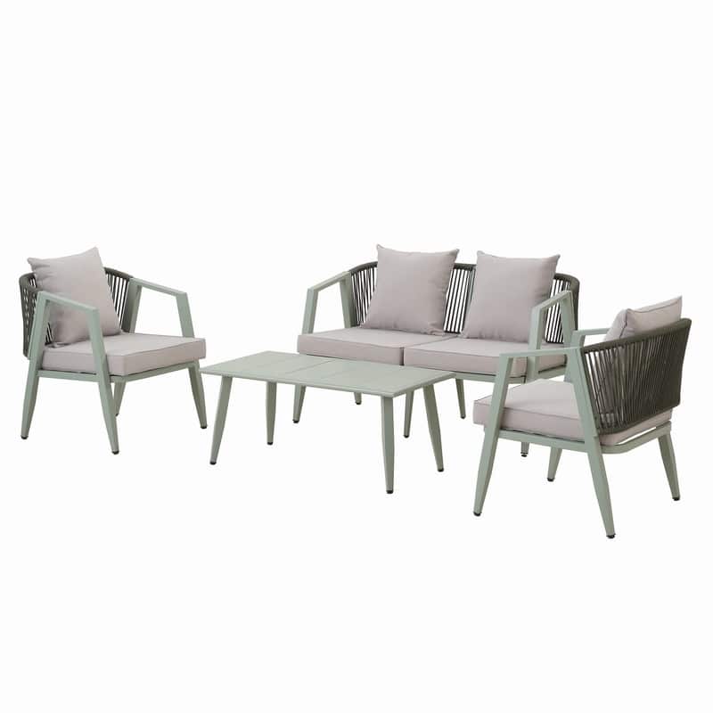 4-Piece Outdoor Seating Groups with Removable Cushions for Patios Lawns and Poolsides