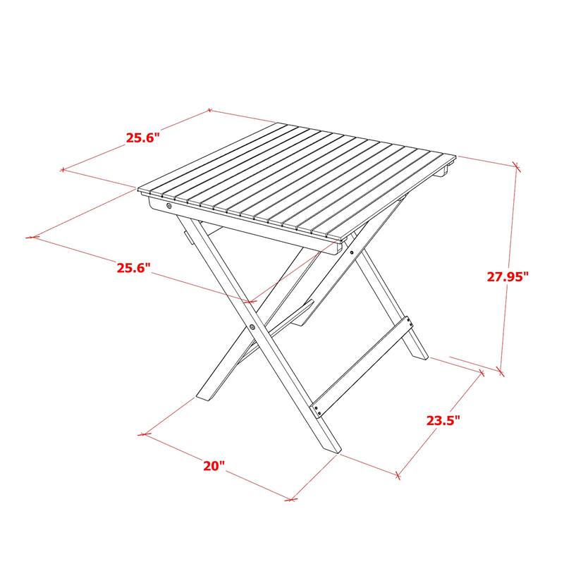 East West Furniture 3 Piece Outdoor Bistro Set- a Square Acacia Wood Coffee Table and 2 Folding Side Chairs, Natural Oil