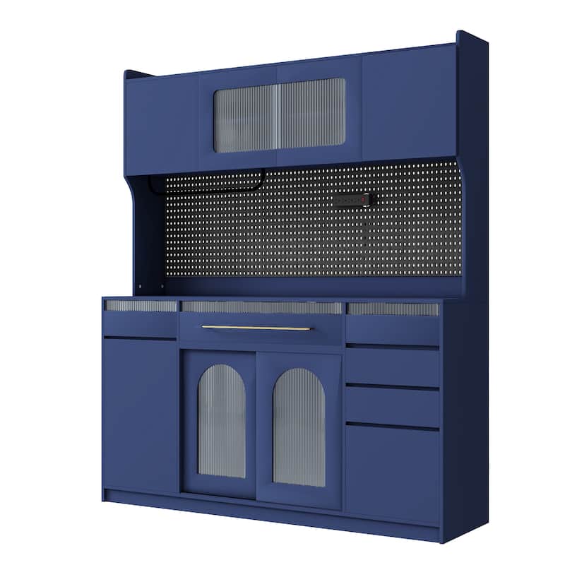 Freestanding Buffet with Hutch, Large Coffee Bar Storage Cabinet with Drawers, Cabinets with Adjustable Shelves