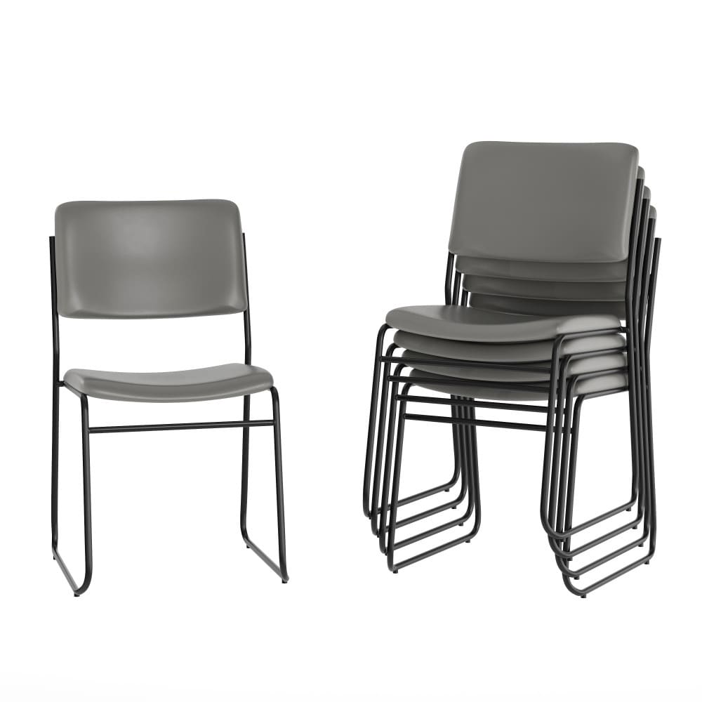 5 Pack 500 lb. Capacity High Density Stacking Chair - 23"D x 18.75"W x 32.25"H