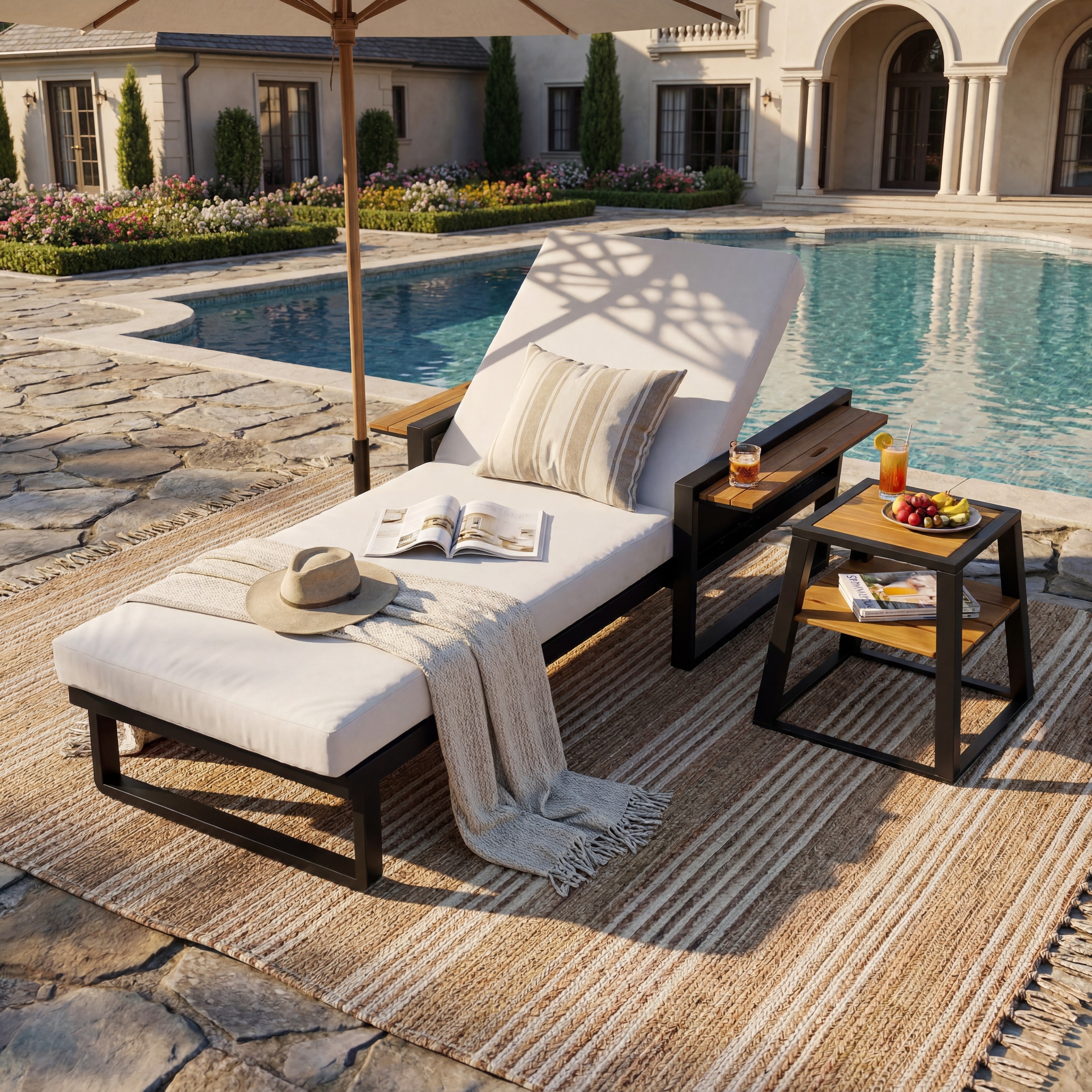 Christopher Knight Home - Elara Outdoor Chaise Lounge Set, 4-Position Adjustable Backrest & Water-Resistant 2-Fold Cushion