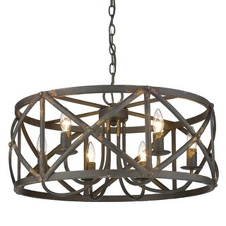 Golden Lighting 0890-6 Alcott 6 Light 24" Wide Cage Pendant