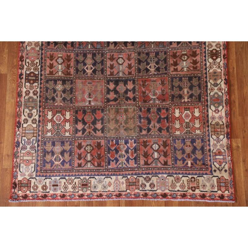 Garden Design Bakhtiari Persian Antique Rug Hand-knotted Wool Carpet - 4'8"x 9'4"