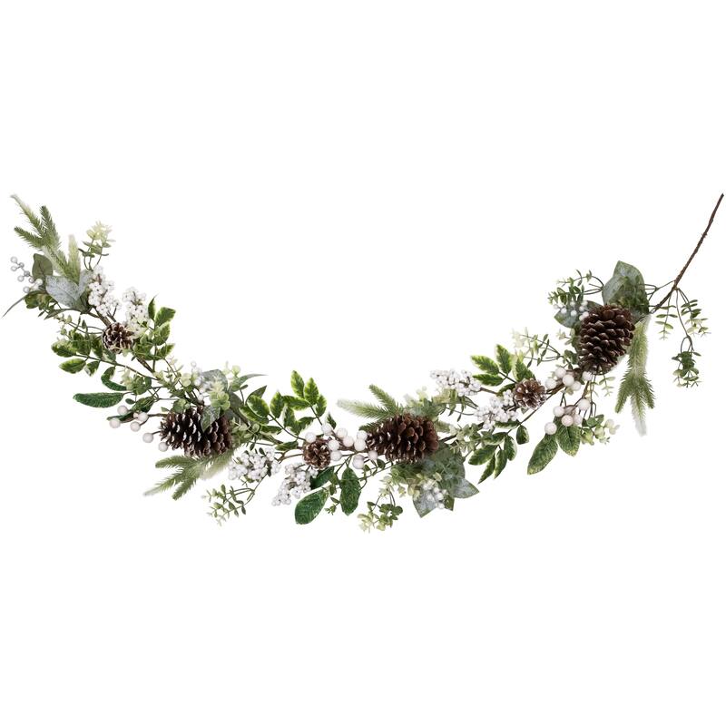 Real Touch™️ Frosted Pinecones Artificial Christmas Garland - 5' x 10" - Unlit - 5' x 10"