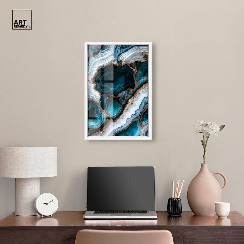 Teal Tectonic I Shadowbox by Art Remedy