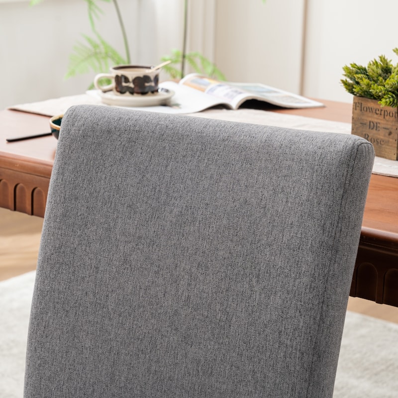 Upholstered Modern Dining Chairs, Linen Fabric Side Chairs Set of 2