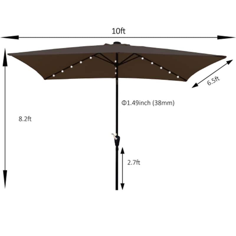 10 x 6.5 Ft Rectangular Patio Solar LED Lighted Outdoor Umbrellas