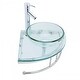 preview thumbnail 12 of 15, Talula 25 Inch Clear Glass Corner Vessel Sink with Faucet, Drain and Towel Bar - Renovators Supply