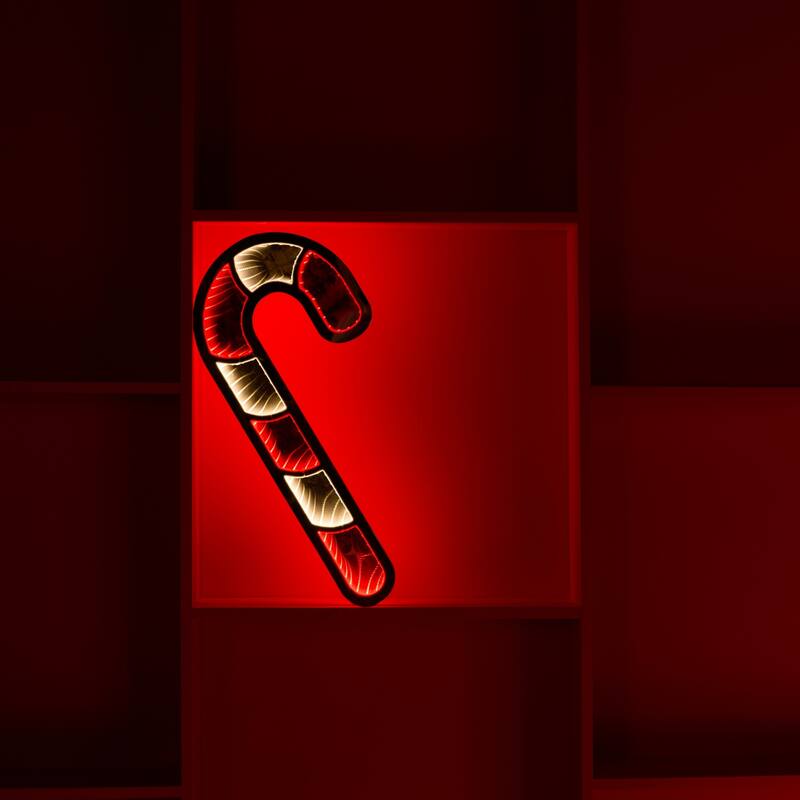 LED 3D Candy Cane Hanging Christmas Tunnel Light - 23.5" - Red and Yellow