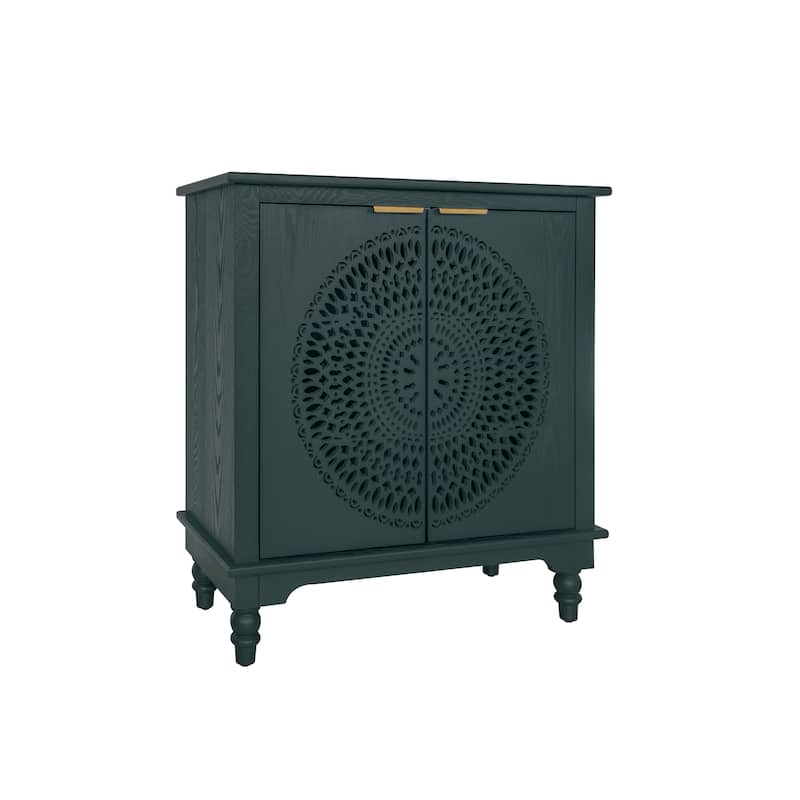 Hollow-Carved 2 Door Accent Cabinet