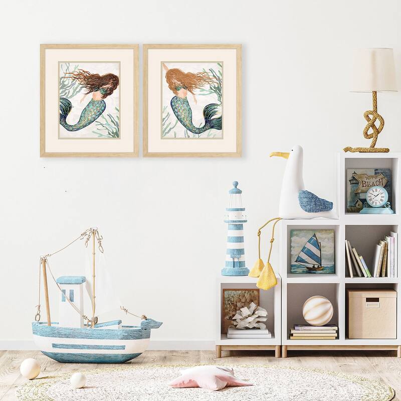 Mermaid S/2 Framed Art Under Glass