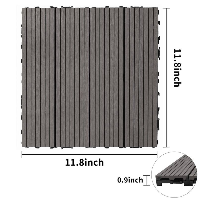 11.8" x 11.8" square wood-plastic composite deck tiles