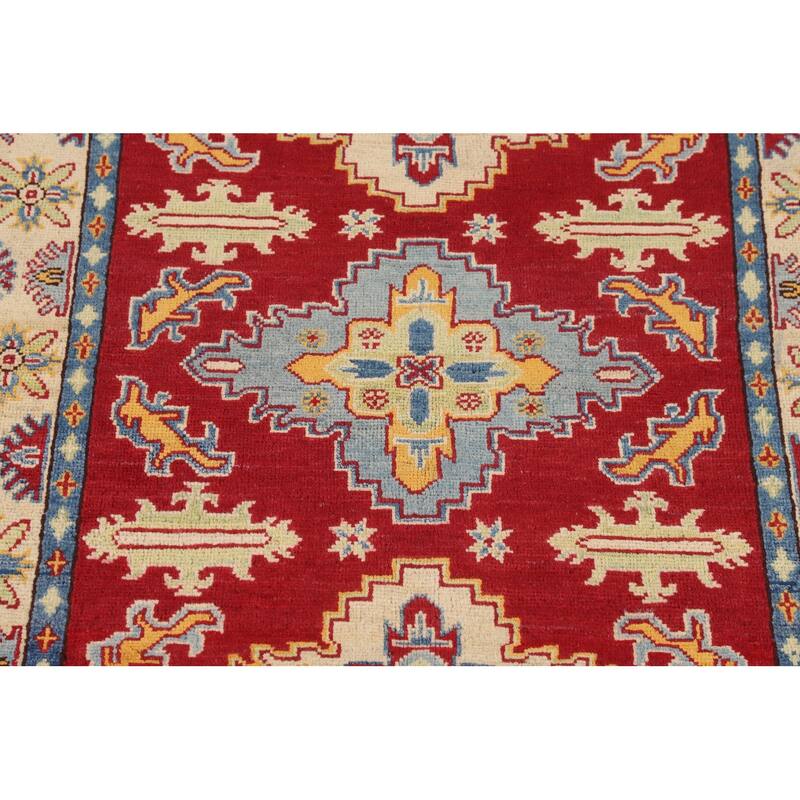 Traditional Red Kazak Accent Rug Hand-Knotted Wool Carpet - 3'5" x 5'1"