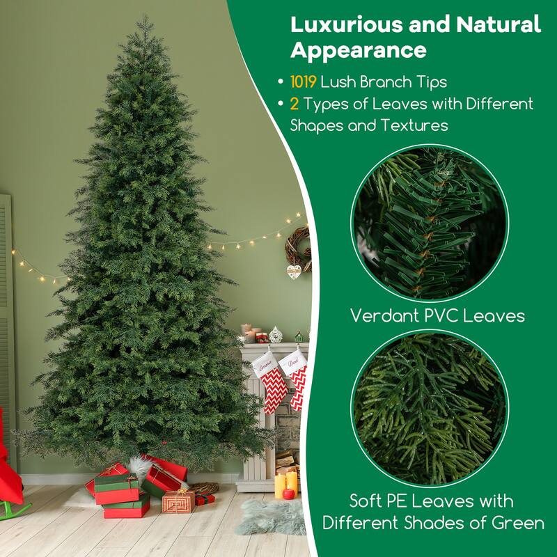 Gymax 7.5 FT Artificial Xmas Tree w/ 1019 PE PVC Branch Tips & Folding - See Details