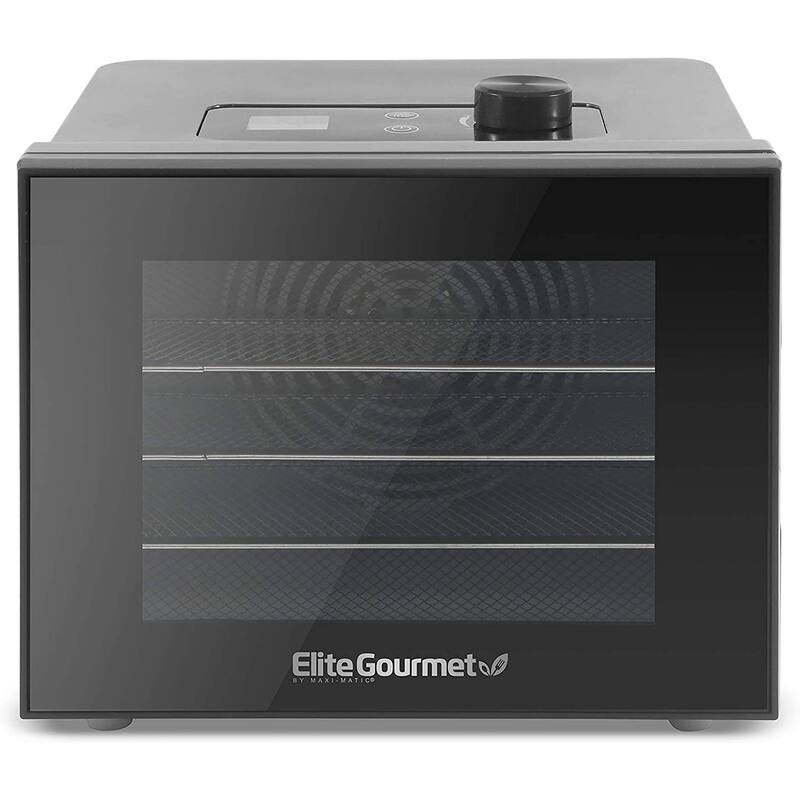 Elite Gourmet Digital Food Dehydrator with 4 Stainless Steel Trays - Black