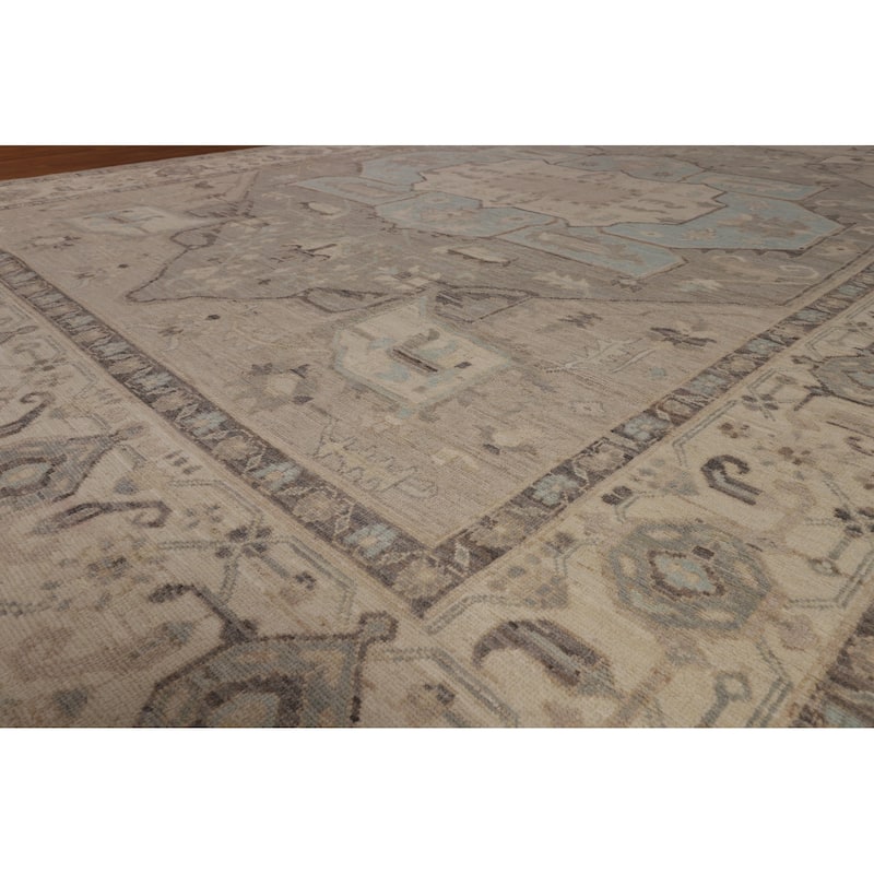 Vegetable Dye Oushak Turkish Rug Handmade Transitional Wool Carpet - 9'11"x 13'10"