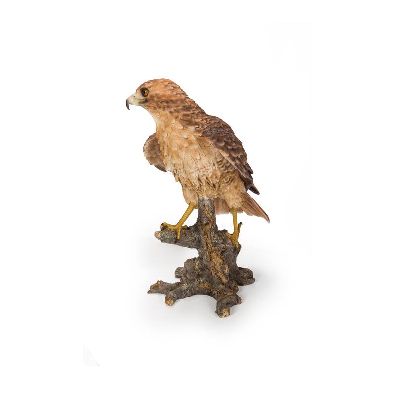 17.5" Brown Wild Hawk on Branch Outdoor Garden Statue