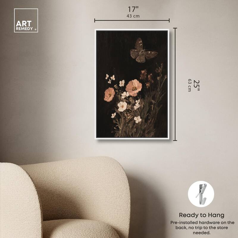Poppy and Moth I Canvas by Art Remedy