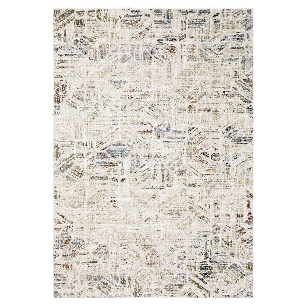 ROW Gemma Modern Distressed Geometric Beige/Multi Area Rug