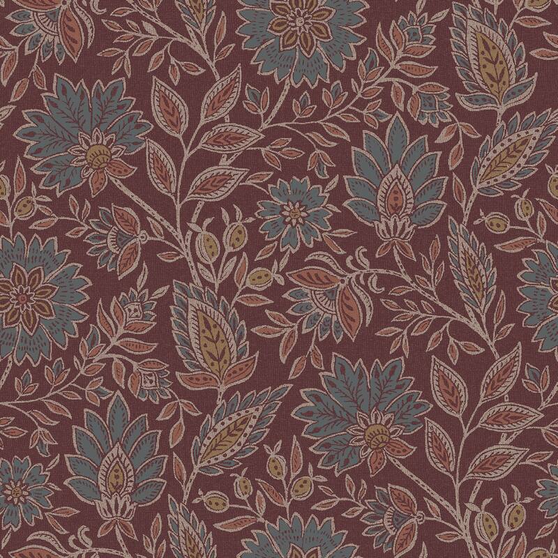 NuWallpaper Waverly Indira Aster Maroon Peel and Stick Wallpaper - N/A