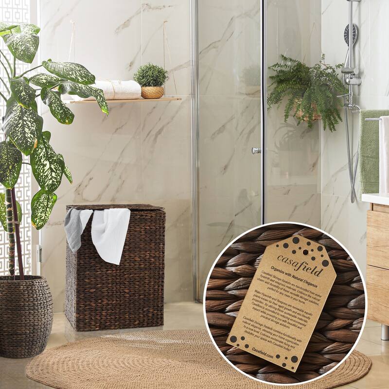 Large Laundry Hamper Basket w Lid and Liner Water Hyacinth