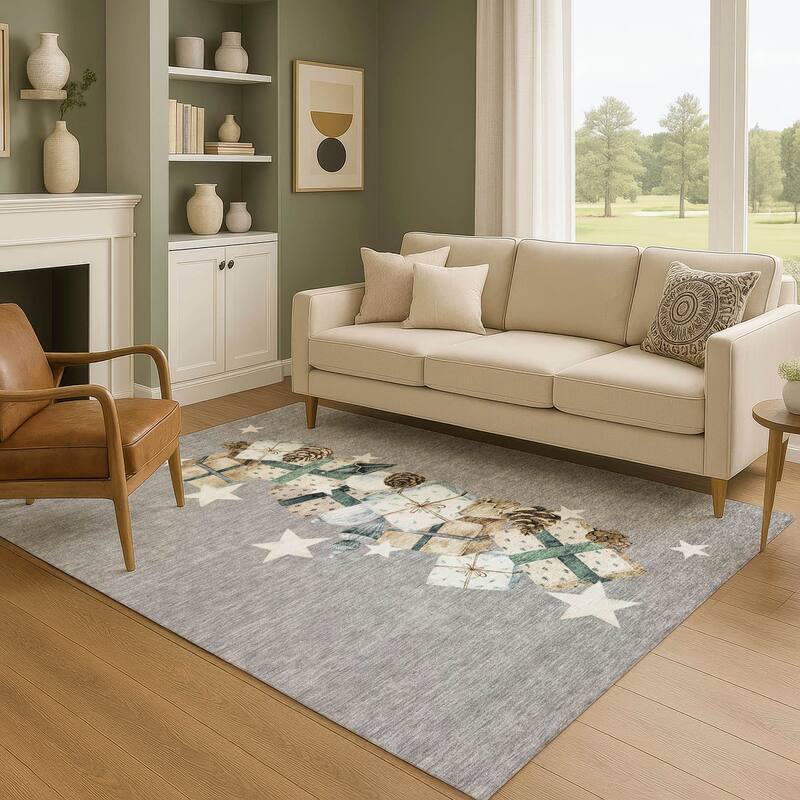 Premium Washable Super Soft Christmas Presents Mayfield Rug - Gray - 5' x 7'6"