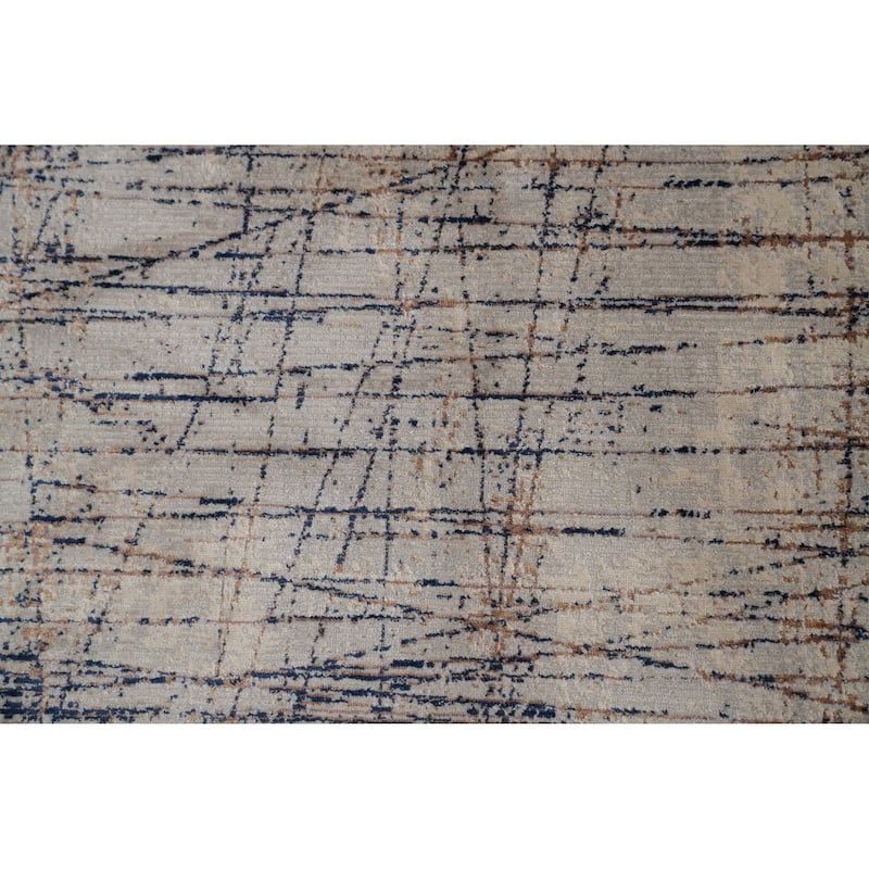 Machine Made Oriental Polyester Carpet Modern Greys & Charcoal Distressed Area Rug - 7' 5'' X 5' 2''