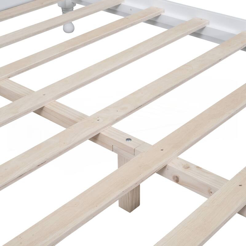 Retro Style Queen Size Wood Platform Bed Frame