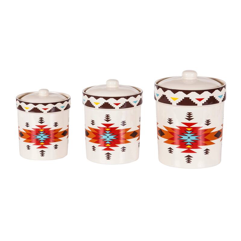 Paseo Road by HiEnd Accents Del Sol Aztec Print Canister Set, 3PC - N/A