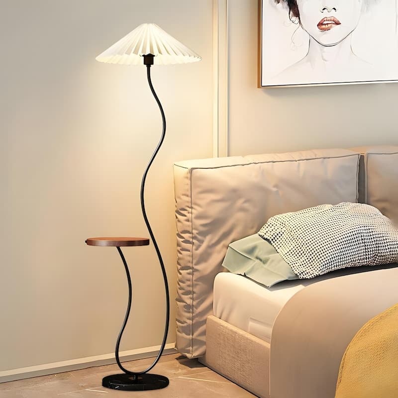 Modern Pleated Floor Lamp with Tray