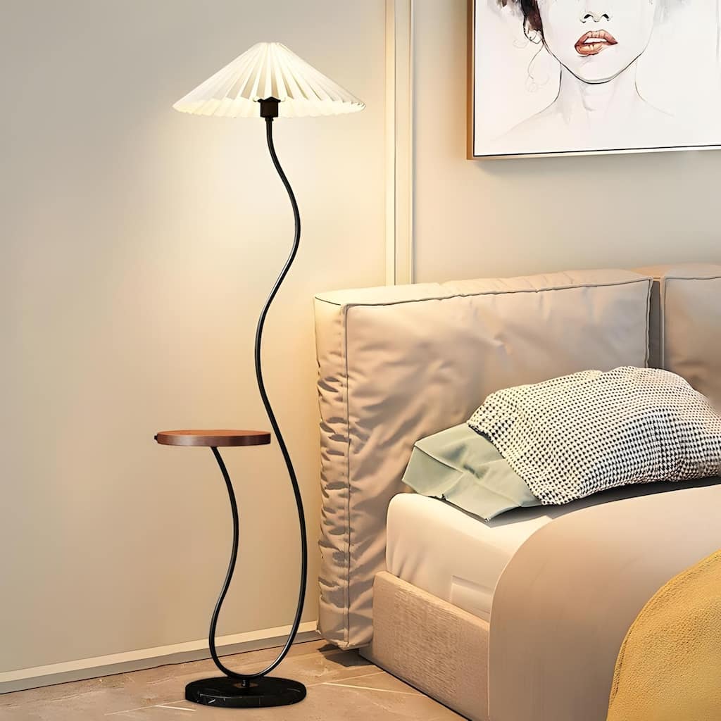 Modern Pleated Floor Lamp with Tray