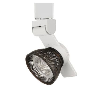 12W Integrated LED Metal Track Fixture with Mesh Head, Brown and White
