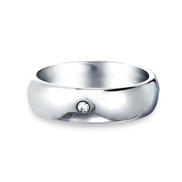 Tungsten Simple Couple Jewelry Rings Polished Silver Dome Promise Wedding Band