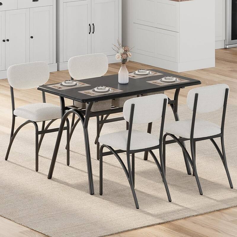 Modern Upholstered Kitchen Dining Room Chairs Set of 2,with Arched Metal Legs