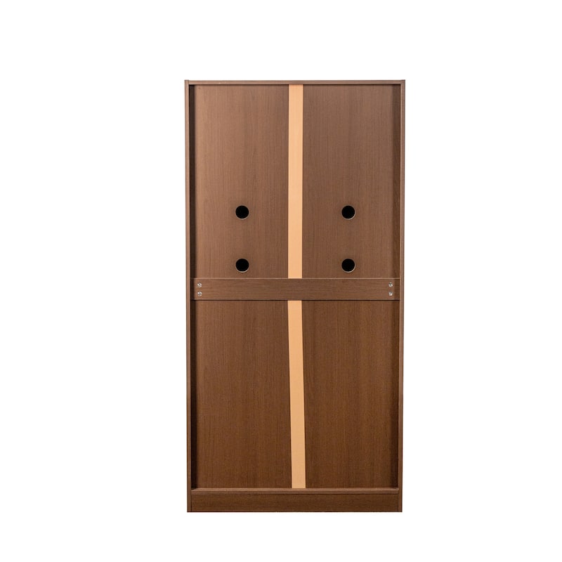 62.99in Kitchen Pantry Cabinet Walnut Freestanding Buffet Sideboard with Doors Shelves Living Room Dining Room