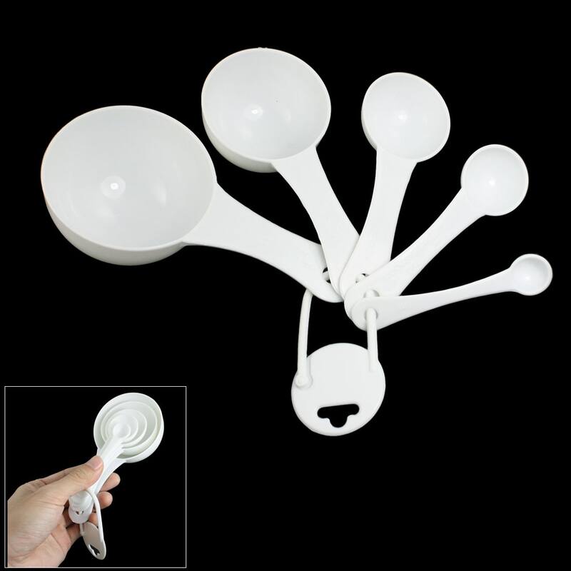 White 5 in 1 1ml 5ml 15ml 50ml 100ml Tea Soup Coffee Measuring Spoon Set