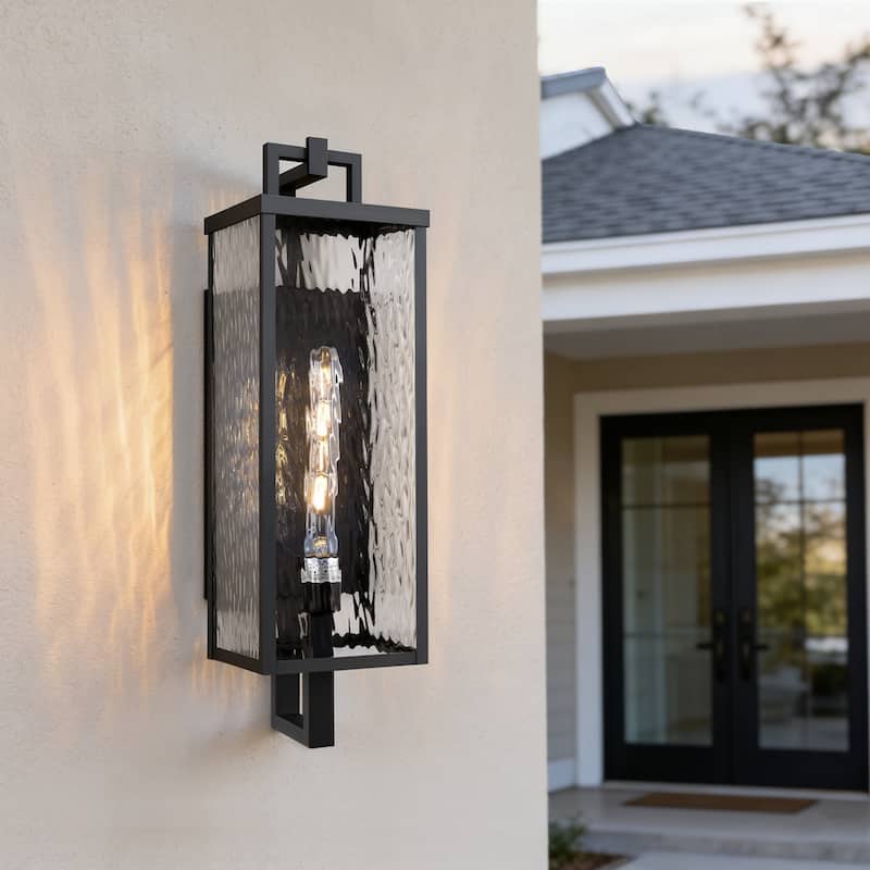 LED Outdoor Wall Lantern 1-Light 22-in H Matte Black Fixture - 22 inch