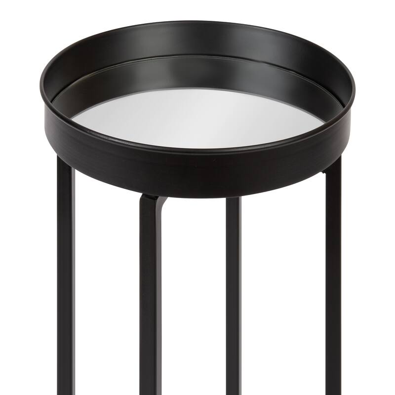 Kate and Laurel Celia Round Metal Foldable Tray Table Set