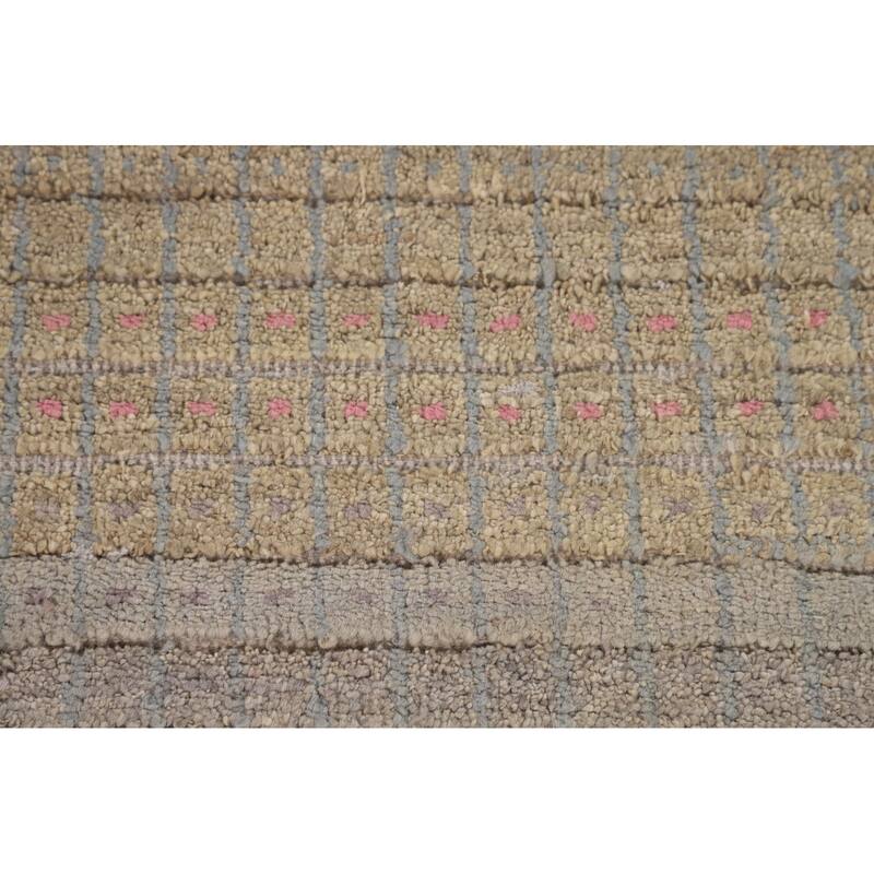 Striped Moroccan Style Area Rug Hand-Knotted Wool Carpet - 8'0" x 10'3"