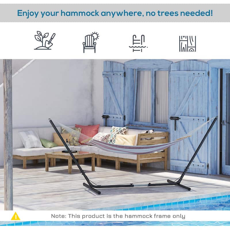Outsunny Indoor Outdoor Adjustable Powder Coated Metal Hammock Frame Stand