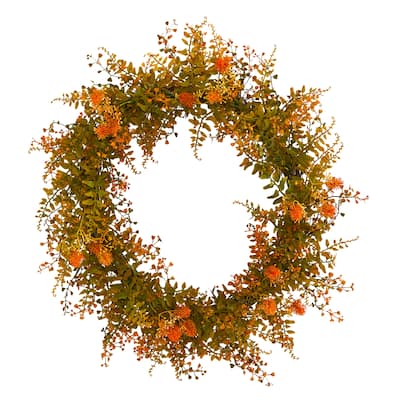 21" Autumn Fern Artificial Wreath