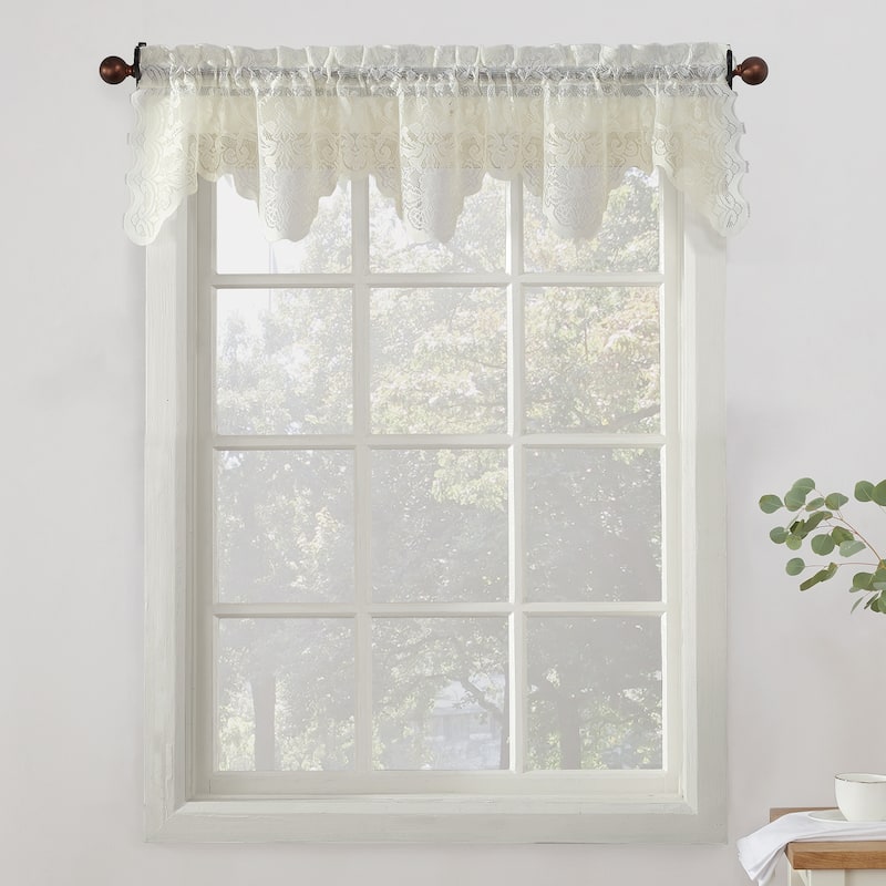 No. 918 Alison Sheer Lace Kitchen Curtain Valance - Ivory