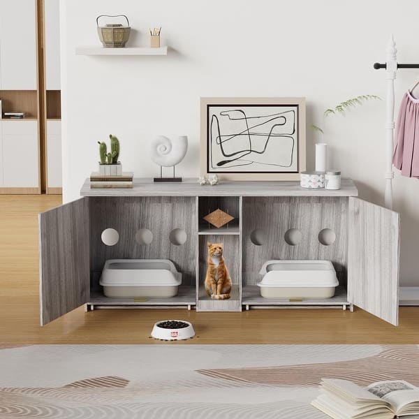 Cat Litter Box Enclosure,Hidden Litter Box Furniture With