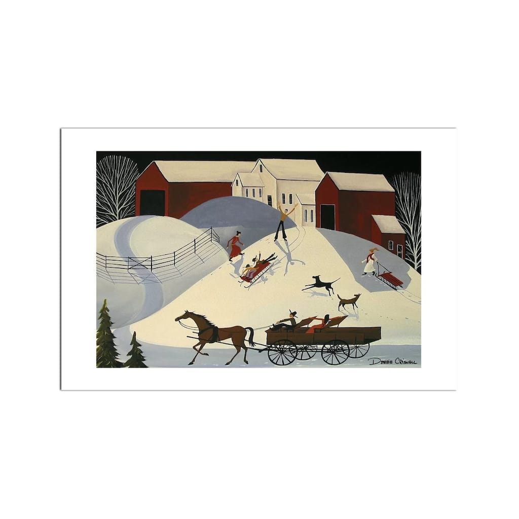 Bobbys First Sled RideFine Art by Debbie Criswell - Multi